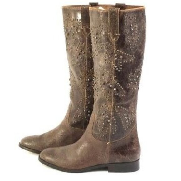frye & co Shoes - frye & co Distressed Leather Phoenix Studded Boots